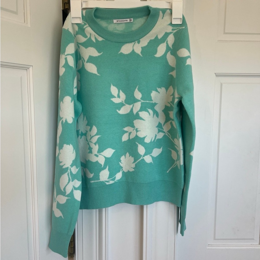 Staccato Teal Floral Crew Neck Sweater